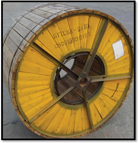 Fiber optic cable reel ready for deployment