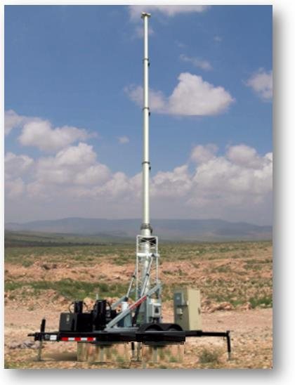 Rapid deployable trailer-mounted mast tower in the field